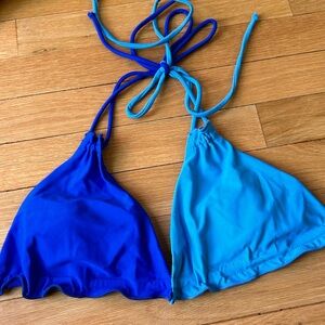 Two Tone Blue Bikini Top